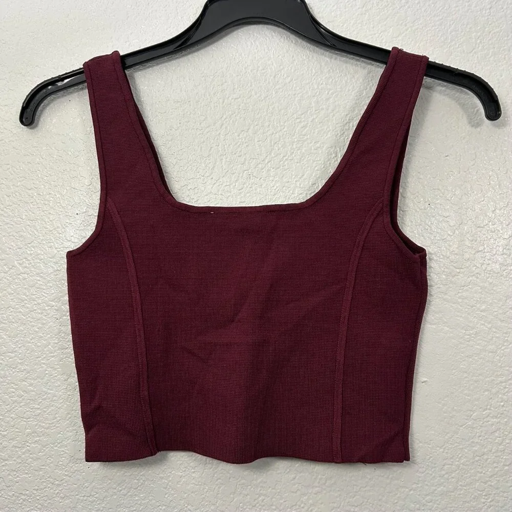 Zara Burgundy Bustier Cropped Knit Tank Top - Picture 3 of 3